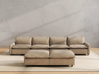 6 Piece Khaki Linen Clean Lines Only Sofa Sets 4 Seater with 2 Ottomans 5