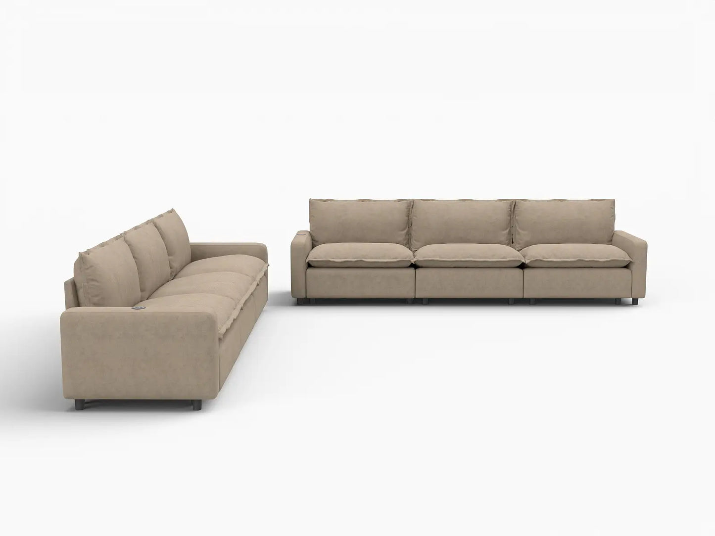 6 Piece Khaki Linen Grand Estate V Shaped Sectionals 6 Seater 2