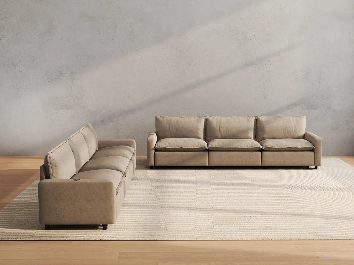 6 Piece Khaki Linen Grand Estate V Shaped Sectionals 6 Seater 4
