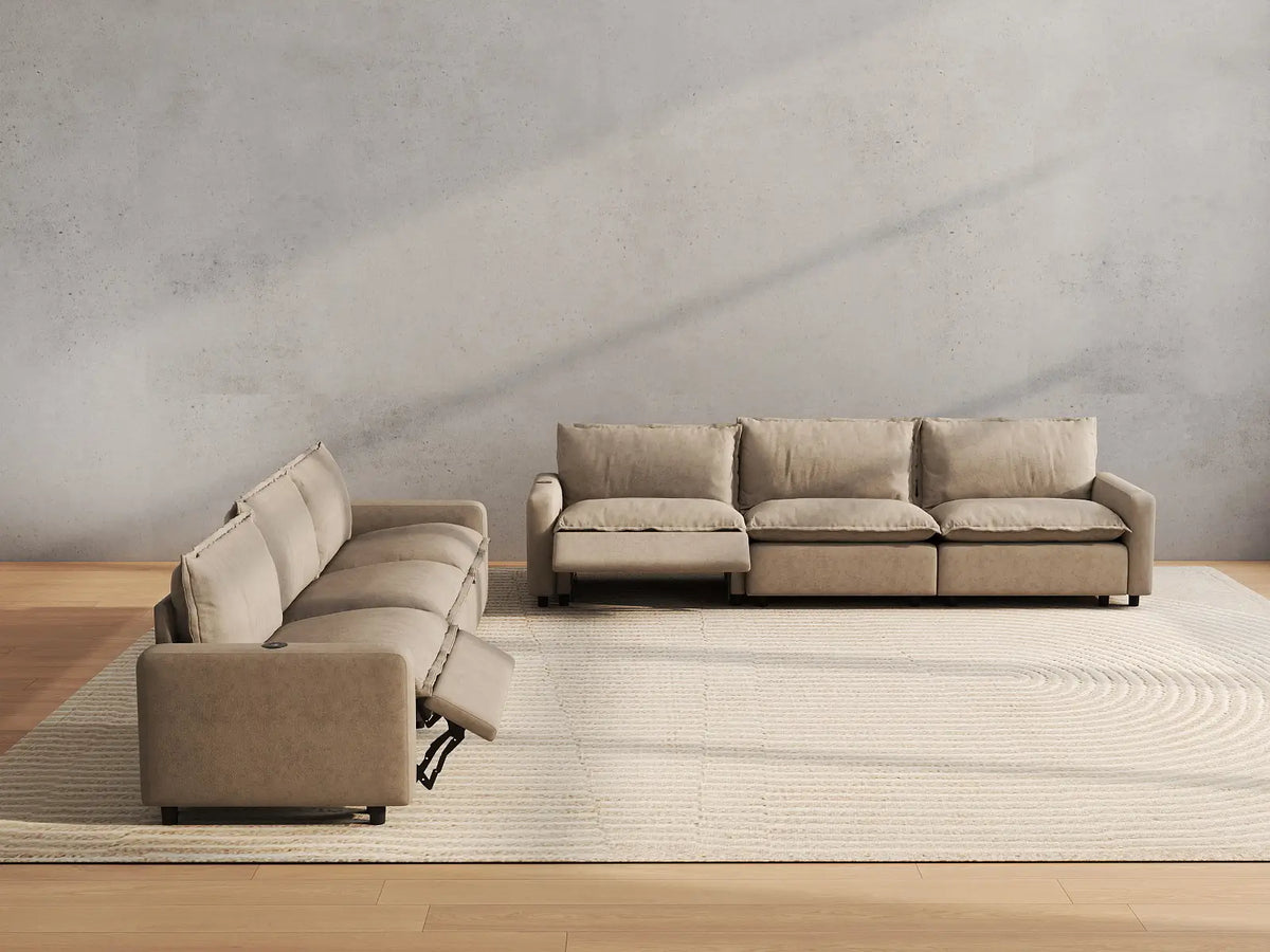 6 Piece Khaki Linen Grand Estate V Shaped Sectionals 6 Seater 5
