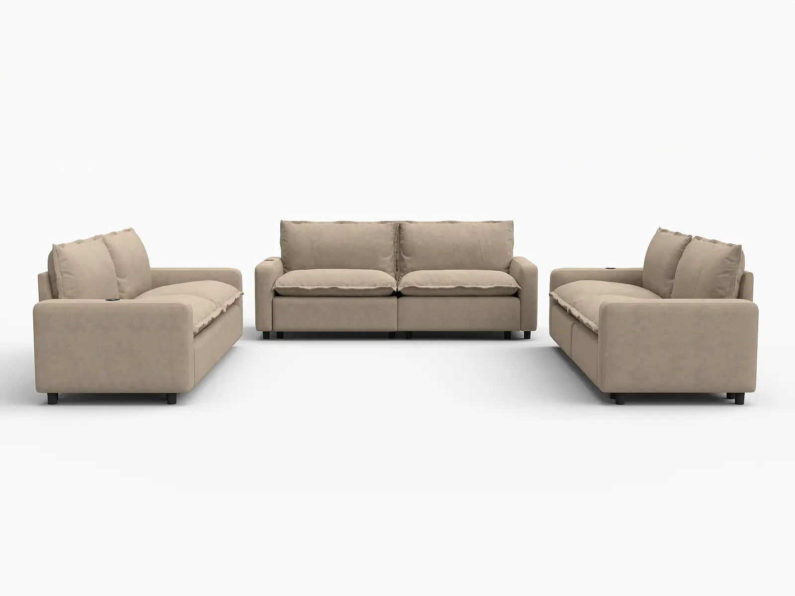 6 Piece Khaki Linen Luxury Villa U Shaped Sectionals 6 Seater 2