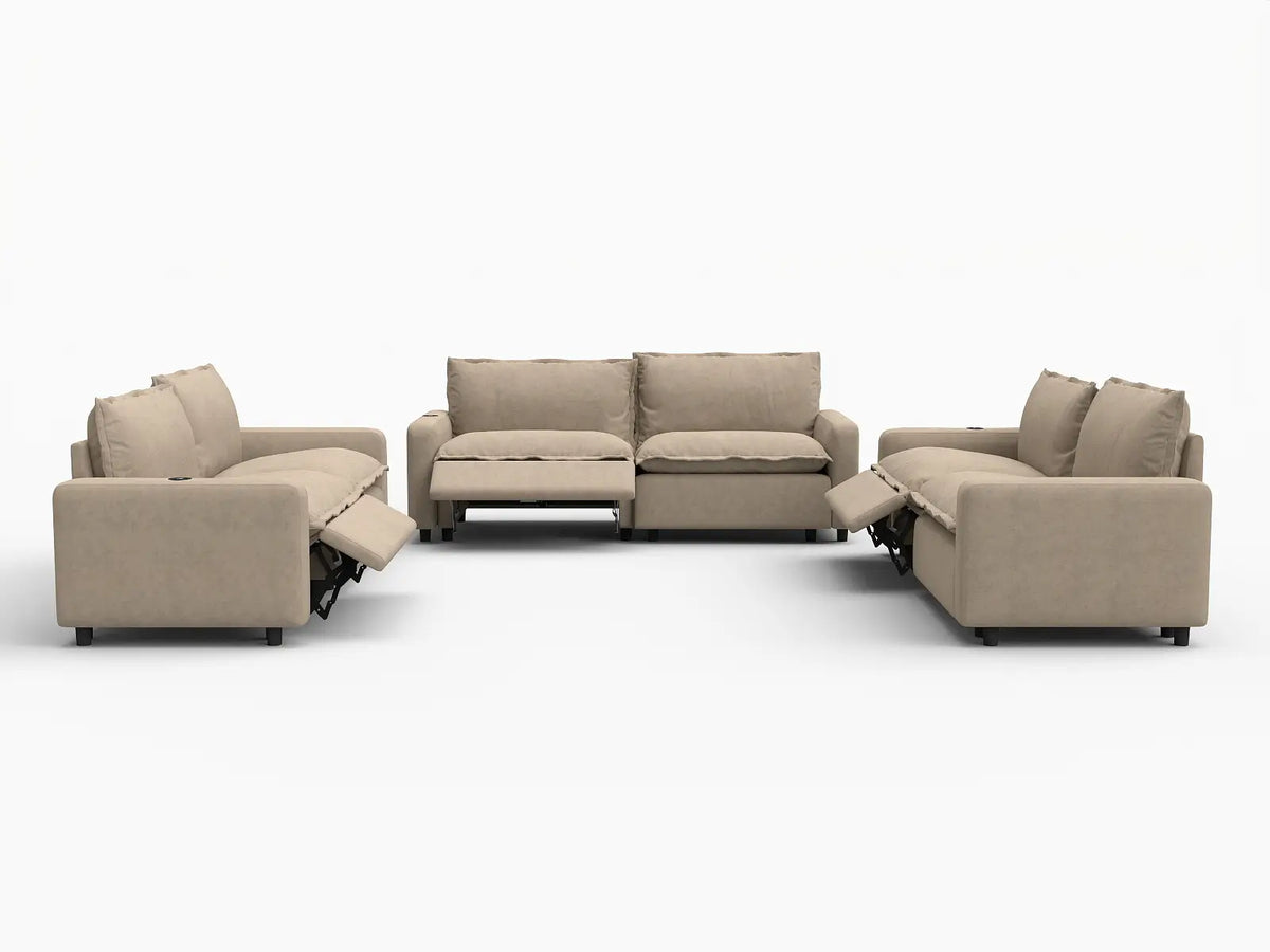 6 Piece Khaki Linen Luxury Villa U Shaped Sectionals 6 Seater 3