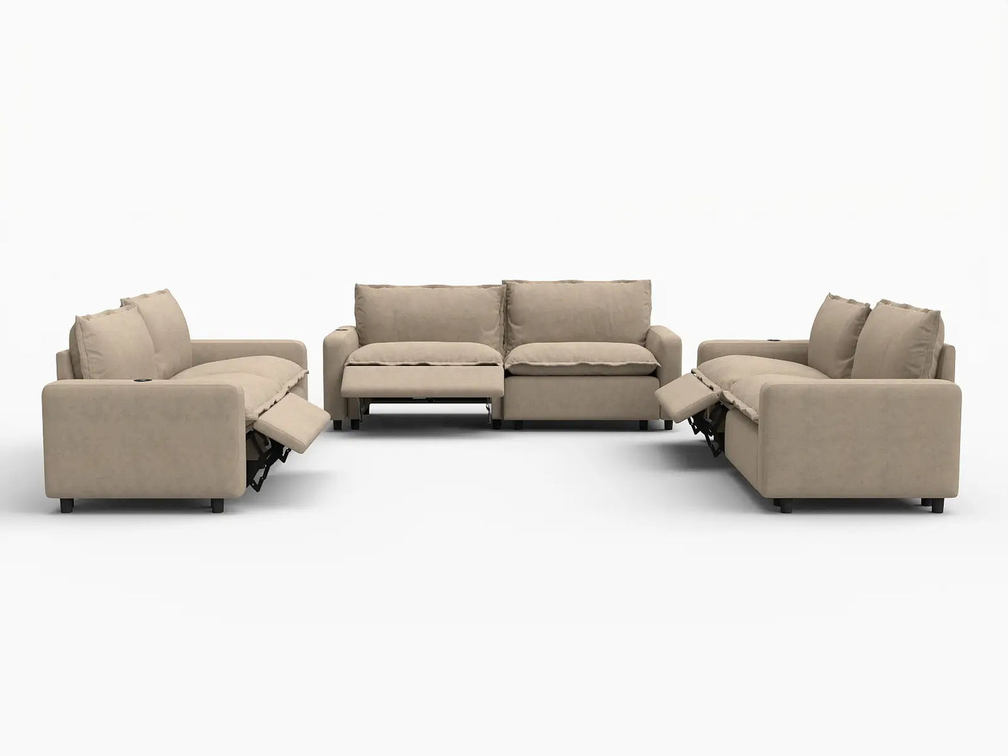 6 Piece Khaki Linen Luxury Villa U Shaped Sectionals 6 Seater 3