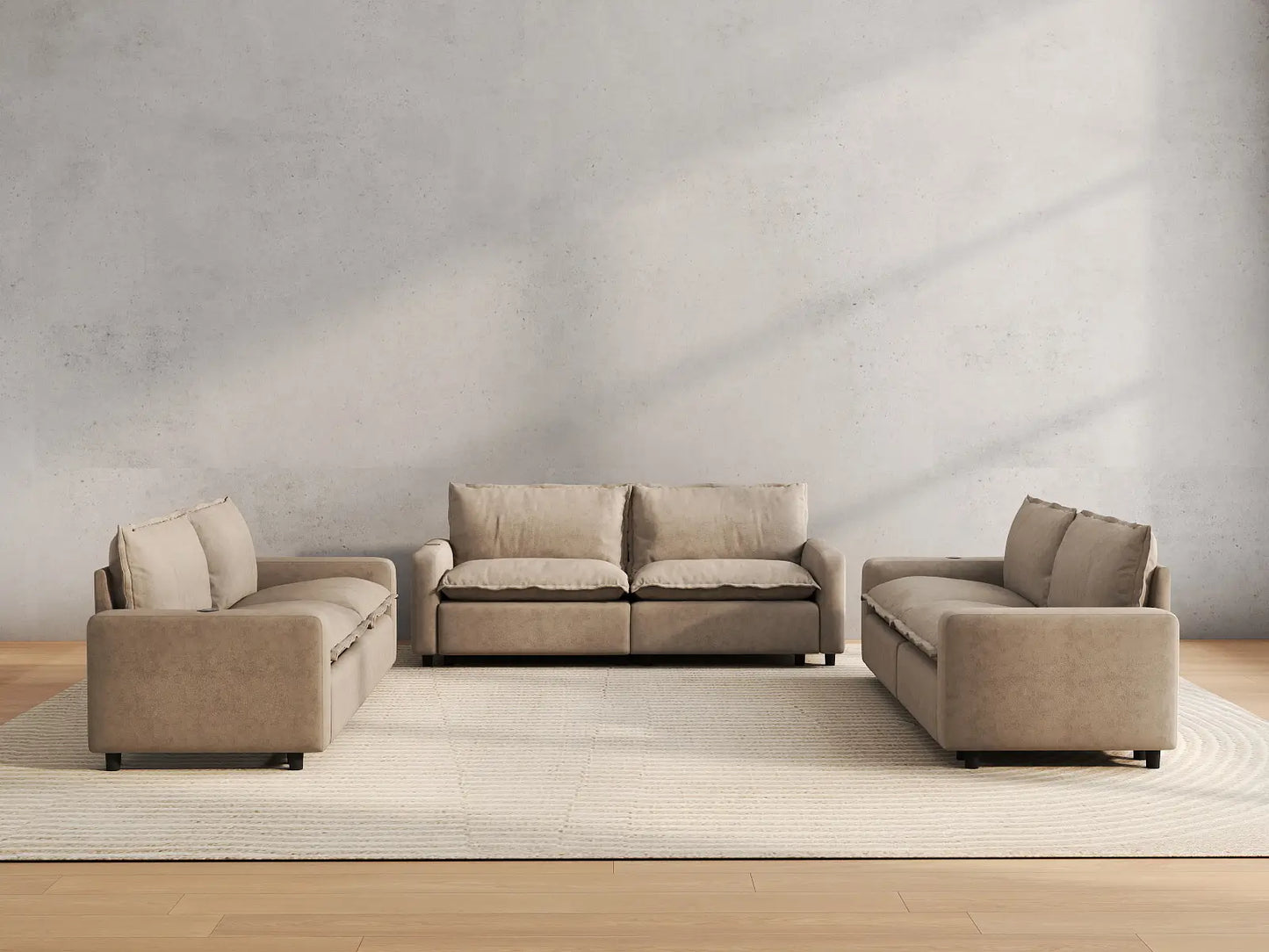 6 Piece Khaki Linen Luxury Villa U Shaped Sectionals 6 Seater 4
