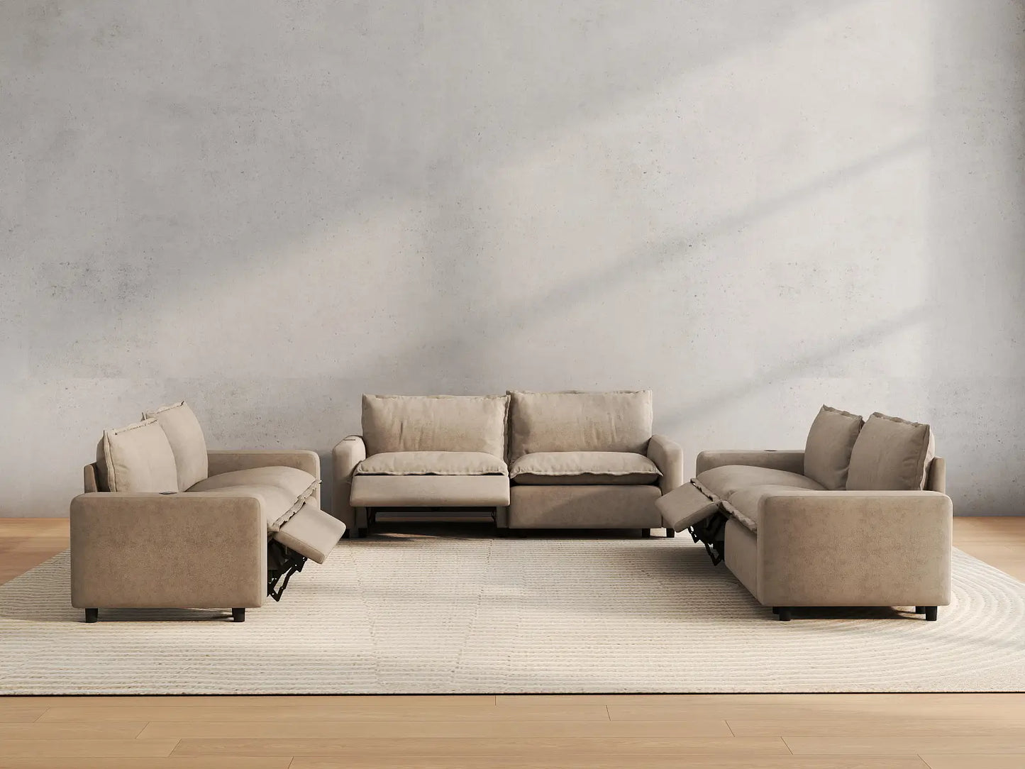6 Piece Khaki Linen Luxury Villa U Shaped Sectionals 6 Seater 5