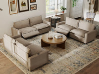 6 Piece Khaki Linen Luxury Villa U Shaped Sectionals 6 Seater 7