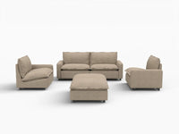 6 Piece Khaki Linen Work Or Nap U Shaped Sectionals 4 Seater with 2 Ottomans 2