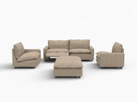 6 Piece Khaki Linen Work Or Nap U Shaped Sectionals 4 Seater with 2 Ottomans 3