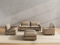 6 Piece Khaki Linen Work Or Nap U Shaped Sectionals 4 Seater with 2 Ottomans 4