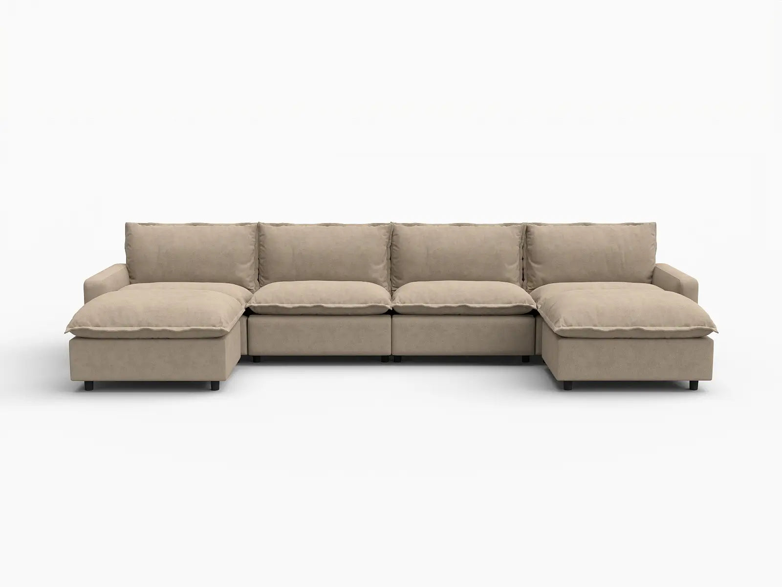 6 Piece Khaki Linen Your Perfect Angle U Shaped Sectionals 4 Seater with 2 Ottomans 2