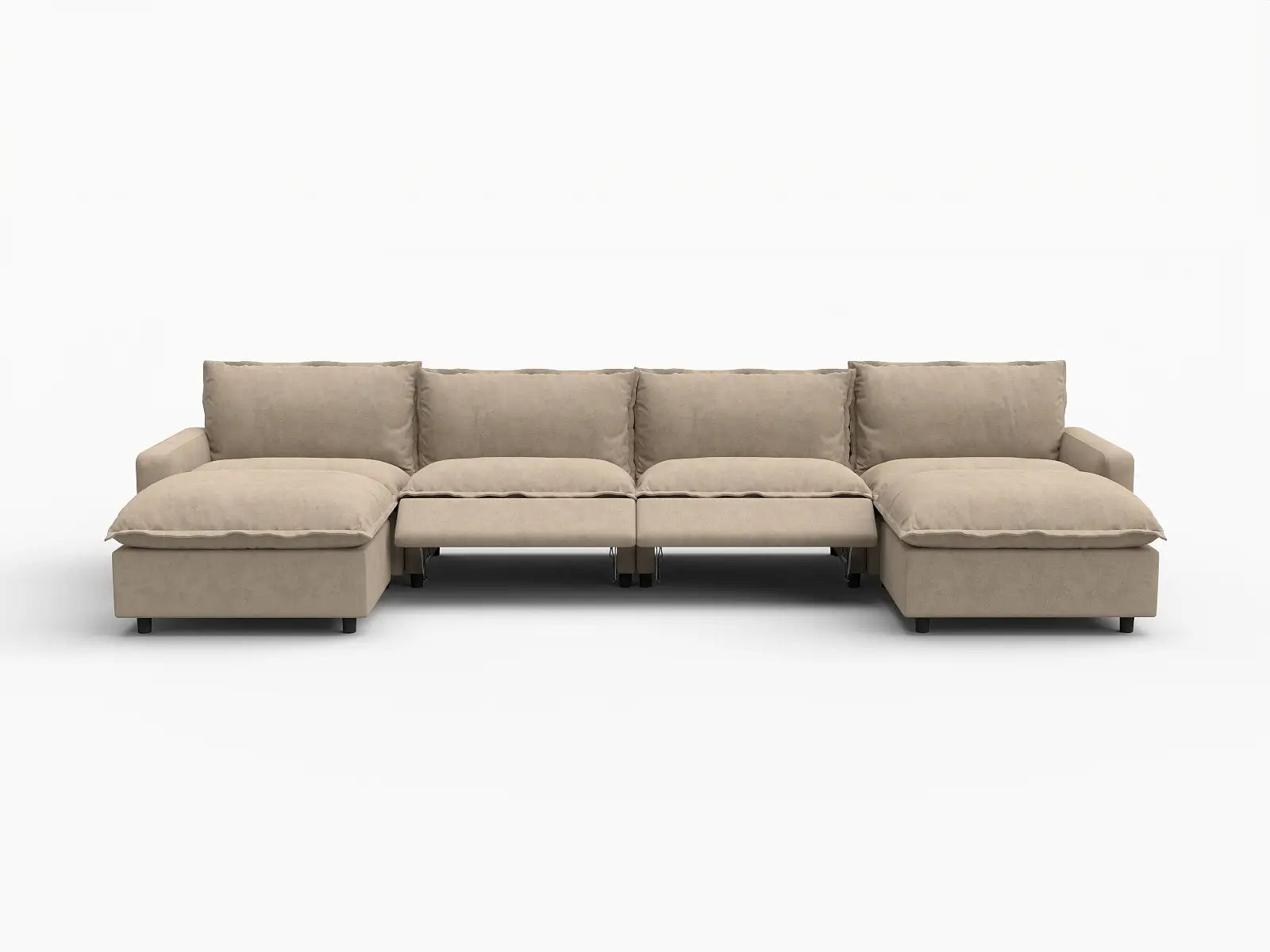 6 Piece Khaki Linen Your Perfect Angle U Shaped Sectionals 4 Seater with 2 Ottomans 3