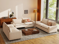 Modular Cero Reclining Sectionals | 6-Piece Beige Linen Grand Estate U-Shaped Sectionals 6-Seater
