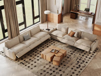 Modular Cero Reclining Sectionals | 6-Piece Beige Linen Grand Estate V-Shaped Sectionals 6-Seater