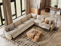Modular Cero Reclining Sectionals | 6-Piece Beige Linen Grand Estate V-Shaped Sectionals 6-Seater
