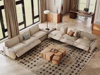 Modular Cero Reclining Sectionals | 6-Piece Beige Linen Grand Estate V-Shaped Sectionals 6-Seater