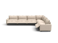 Modular Cero Reclining Sectionals | 6-Piece Beige Linen Grand Estate V-Shaped Sectionals 6-Seater