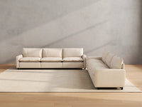 Modular Cero Modular Sectionals | 6-Piece Beige Linen Grand Estate V-Shaped Sectionals 6-Seater