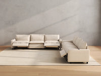 Modular Cero Reclining Sectionals | 6-Piece Beige Linen Grand Estate V-Shaped Sectionals 6-Seater
