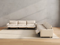 Modular Cero Reclining Sectionals | 6-Piece Beige Linen Grand Estate V-Shaped Sectionals 6-Seater