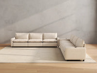 Modular Cero Reclining Sectionals | 6-Piece Beige Linen Grand Estate V-Shaped Sectionals 6-Seater