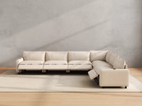 Modular Cero Reclining Sectionals | 6-Piece Beige Linen Grand Estate V-Shaped Sectionals 6-Seater