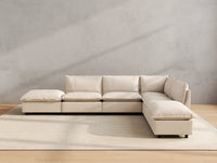 Modular Cero Modular Sectionals | 6-Piece Beige Linen Home Living L-Shaped Sectionals 4-Seater with 2-Ottomans