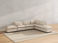 Modular Cero Modular Sectionals | 6-Piece Beige Linen Home Living L-Shaped Sectionals 4-Seater with 2-Ottomans
