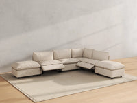 Modular Cero Reclining Sectionals | 6-Piece Beige Linen Home Living L-Shaped Sectionals 4-Seater with 2-Ottomans