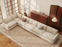 Modular Cero Modular Sectionals | 6-Piece Beige Linen Home Living L-Shaped Sectionals 6-Seater