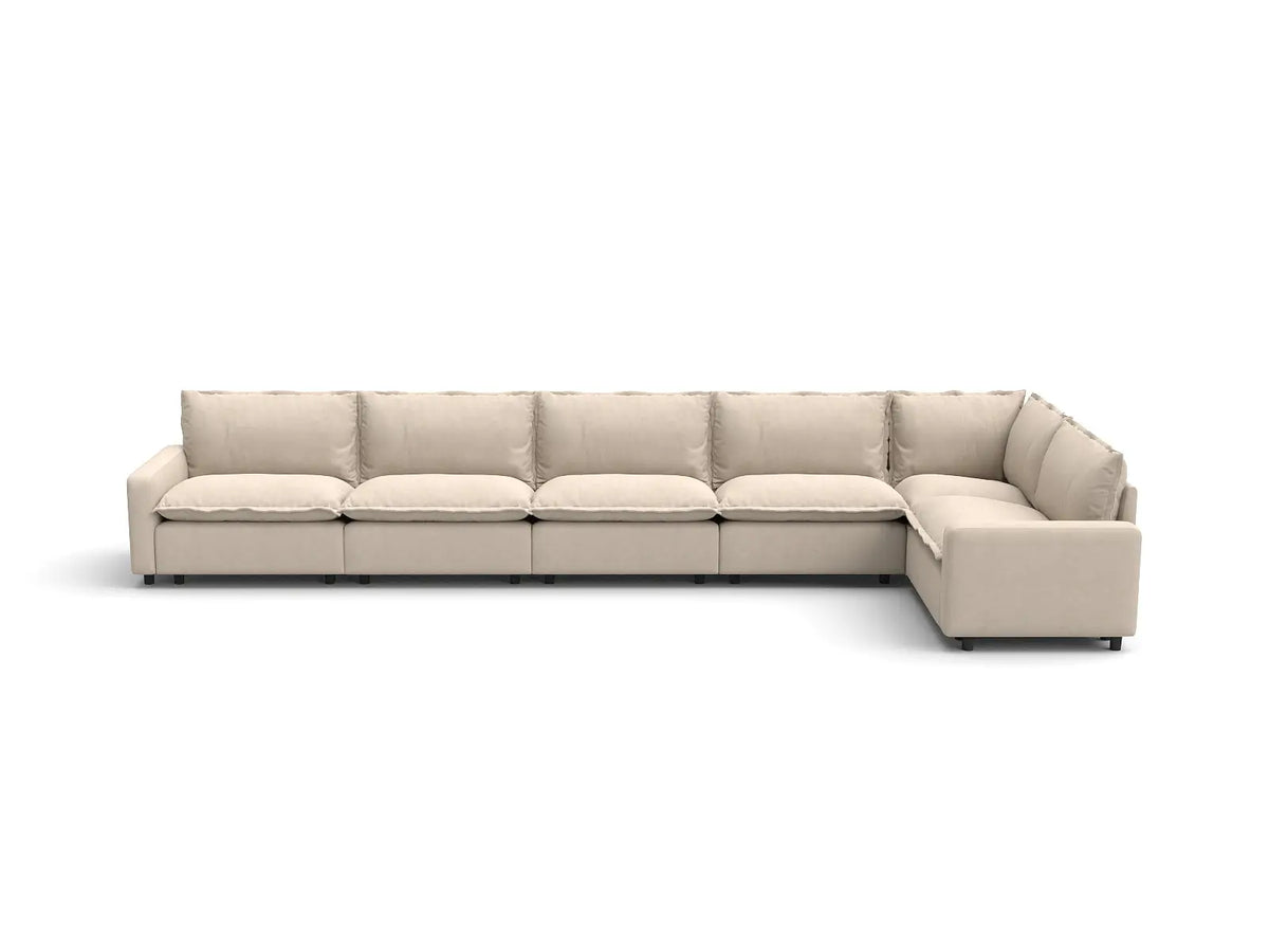 Modular Cero Modular Sectionals | 6-Piece Beige Linen Home Living L-Shaped Sectionals 6-Seater
