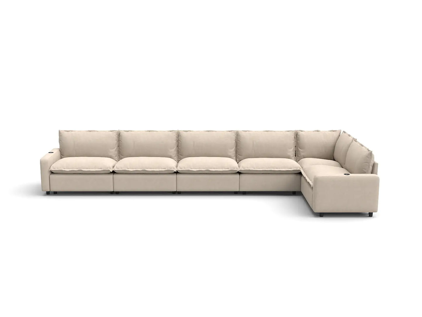 Modular Cero Reclining Sectionals | 6-Piece Beige Linen Home Living L-Shaped Sectionals 6-Seater
