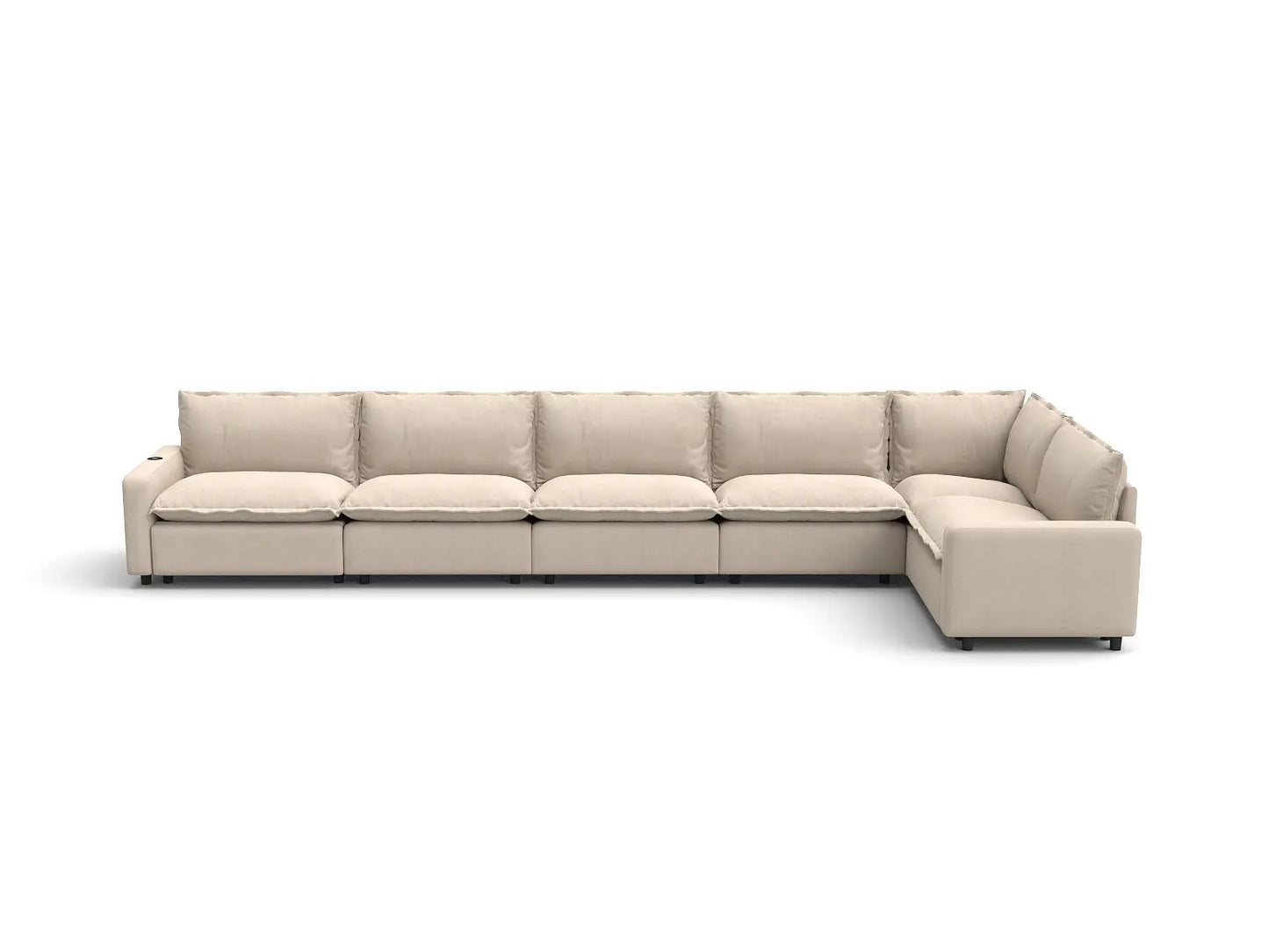 Modular Cero Reclining Sectionals | 6-Piece Beige Linen Home Living L-Shaped Sectionals 6-Seater