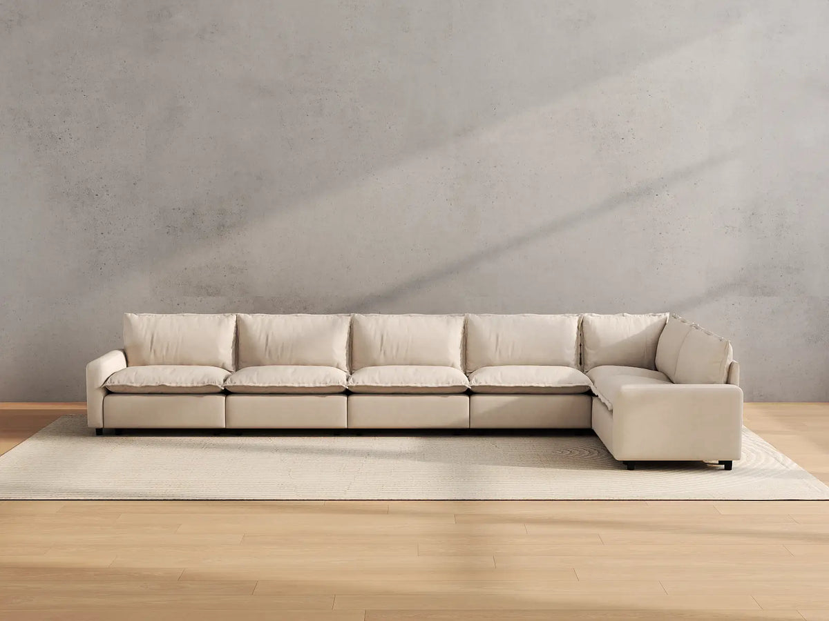 Modular Cero Modular Sectionals | 6-Piece Beige Linen Home Living L-Shaped Sectionals 6-Seater