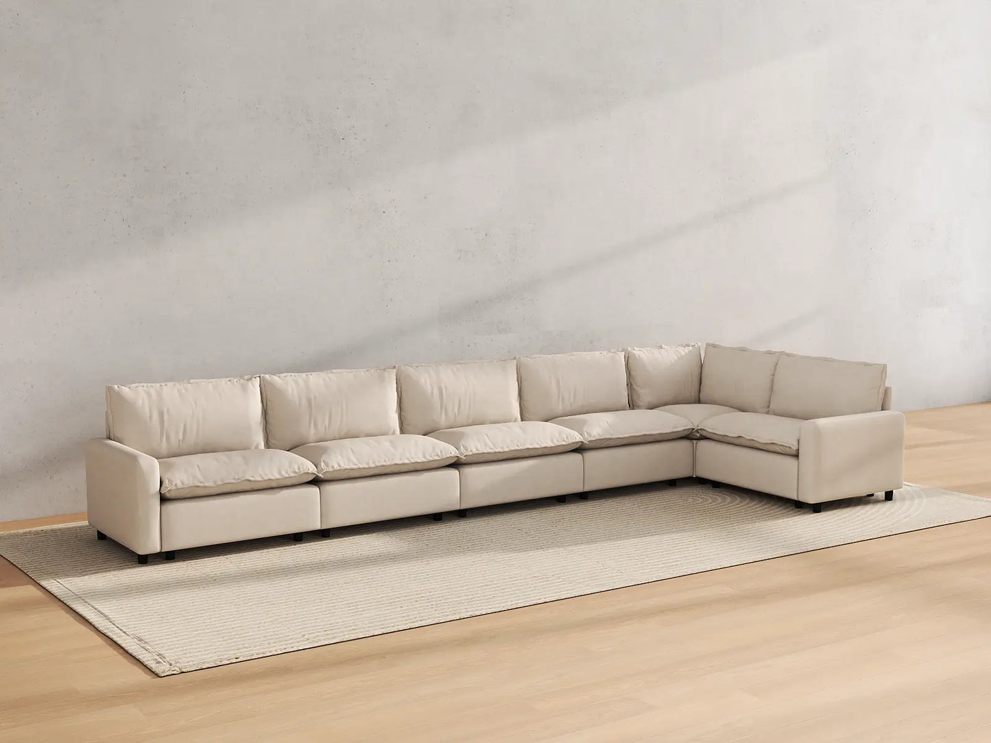 Modular Cero Modular Sectionals | 6-Piece Beige Linen Home Living L-Shaped Sectionals 6-Seater