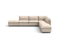 Modular Cero Reclining Sectionals | 6-Piece Beige Linen Large Space L-Shaped Sectionals 4-Seater with 2-Ottomans