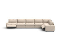 Modular Cero Reclining Sectionals | 6-Piece Beige Linen Large Space L-Shaped Sectionals 6-Seater
