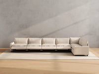 Modular Cero Reclining Sectionals | 6-Piece Beige Linen Large Space L-Shaped Sectionals 6-Seater