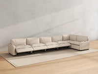Modular Cero Reclining Sectionals | 6-Piece Beige Linen Large Space L-Shaped Sectionals 6-Seater