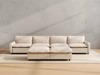Modular Cero Reclining Sectionals | 6-Piece Beige Linen Large Space Sofa Sets 4-Seater with 2-Ottomans