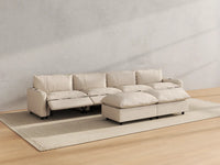 Modular Cero Reclining Sectionals | 6-Piece Beige Linen Large Space Sofa Sets 4-Seater with 2-Ottomans