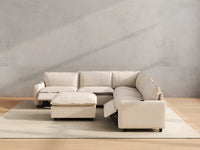 Modular Cero Reclining Sectionals | 6-Piece Beige Linen Large Space Sofa Sets 5-Seater with 1-Ottoman