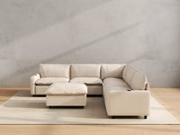 Modular Cero Reclining Sectionals | 6-Piece Beige Linen Large Space Sofa Sets 5-Seater with 1-Ottoman