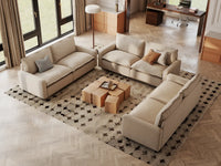 Modular Cero Modular Sectionals | 6-Piece Beige Linen Large Space U-Shaped Sectionals 6-Seater