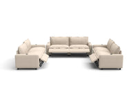 Modular Cero Reclining Sectionals | 6-Piece Beige Linen Large Space U-Shaped Sectionals 6-Seater