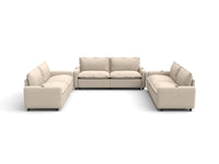 Modular Cero Reclining Sectionals | 6-Piece Beige Linen Large Space U-Shaped Sectionals 6-Seater