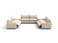 Modular Cero Reclining Sectionals | 6-Piece Beige Linen Large Space U-Shaped Sectionals 6-Seater
