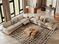 Modular Cero Reclining Sectionals | 6-Piece Beige Linen Large Space V-Shaped Sectionals 6-Seater