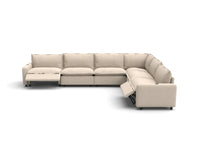Modular Cero Reclining Sectional Sofa | 6-Piece Beige Linen Large Space V-Shaped Sectionals 6-Seater