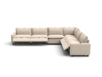 Modular Cero Couch Recliner Sectional | 6-Piece Beige Linen Large Space V-Shaped Sectionals 6-Seater