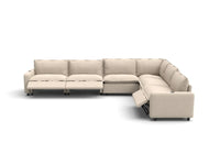 Modular Cero Reclining Sectionals | 6-Piece Beige Linen Large Space V-Shaped Sectionals 6-Seater